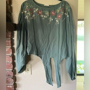 Front tie, cropped floral blouse